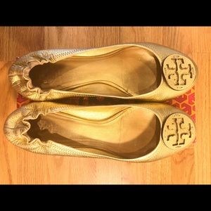 Tory Burch Reva Flats size 11 Gold ballet flats
